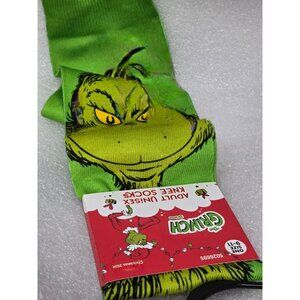 Dr Seuss The Grinch Christmas Adult Unisex Knee Socks Size 9-11 Green